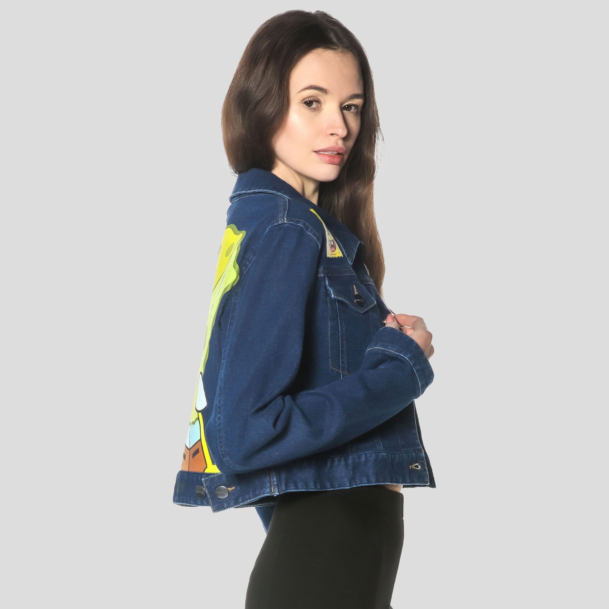 Women's Spongebob Denim Trucker Jacket - FINAL SALE Womens Jacket Members Only 