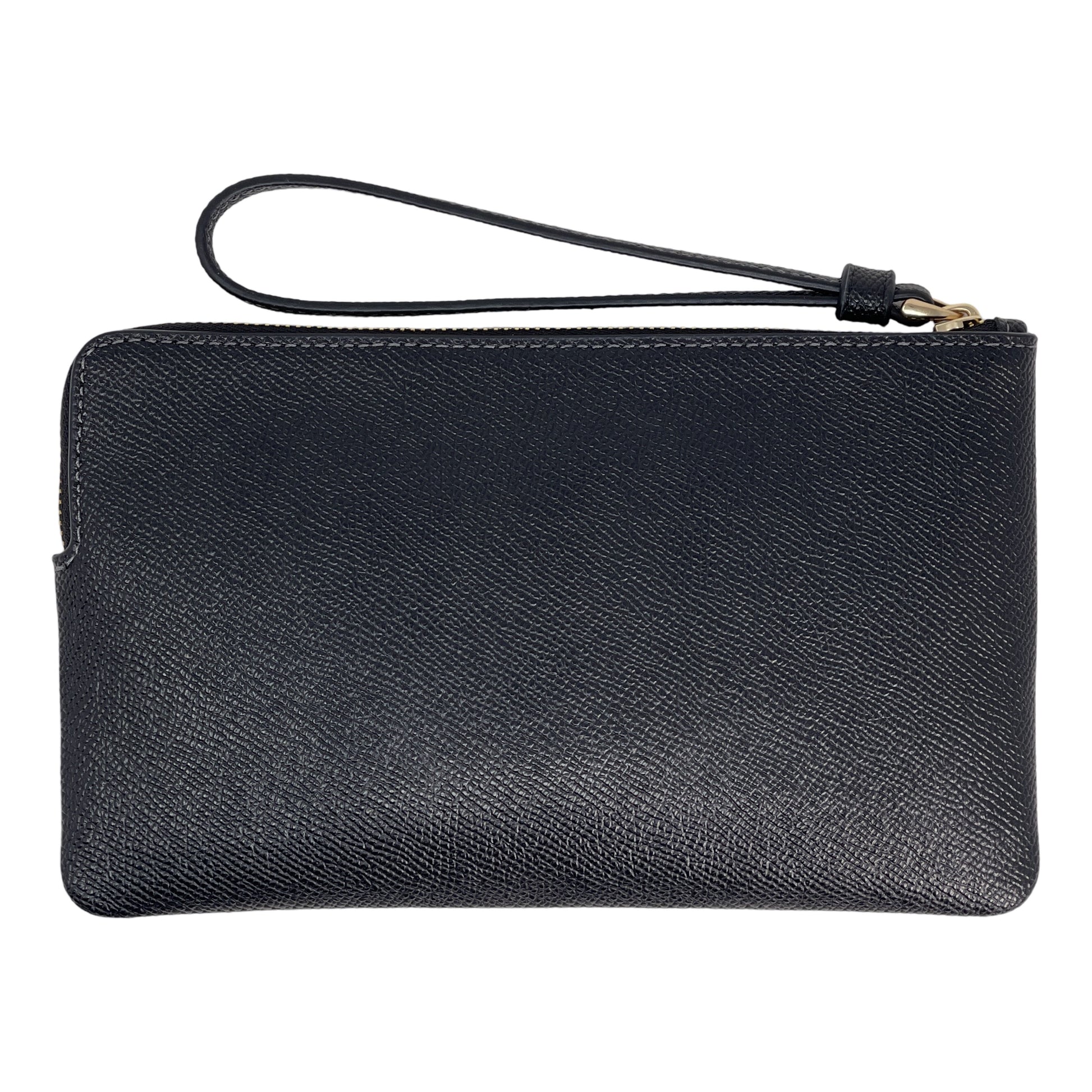 title:Coach Women's Large Corner Zip Wristlet;color:Black