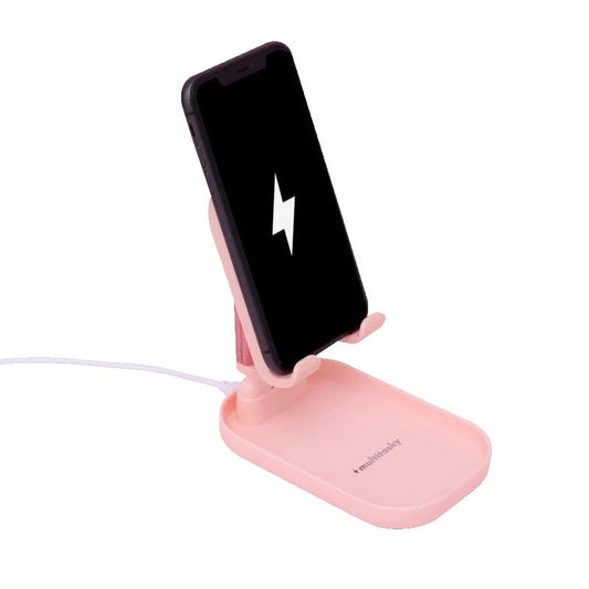 title:Multitasky Deluxe Phone Holder with Charging Pad;color:Pink