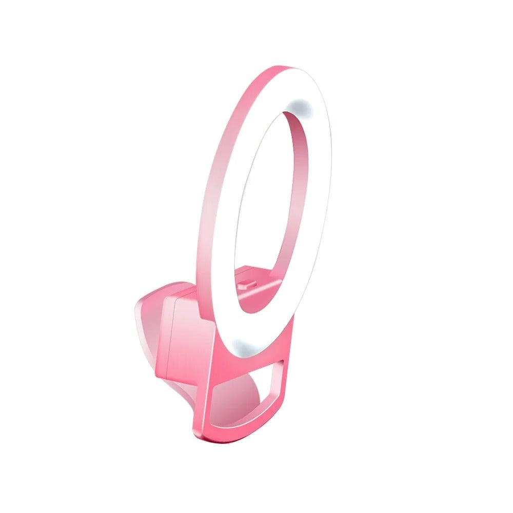 title:Multitasky Clip-on Mini Phone Selfie Ring Light;color:Pink