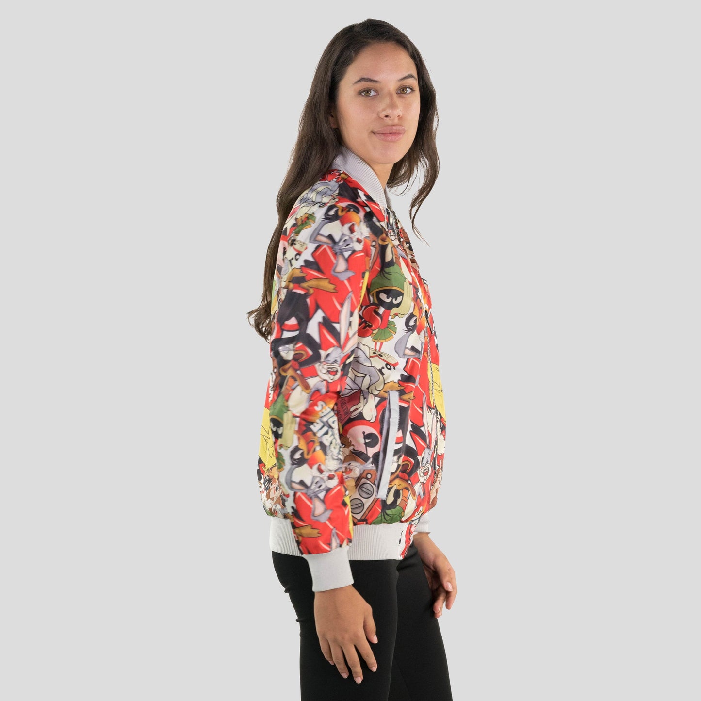 Women's Looney Tunes Vintage Mash Print Oversized Jacket - FINAL SALE Womens Jacket Members Only 