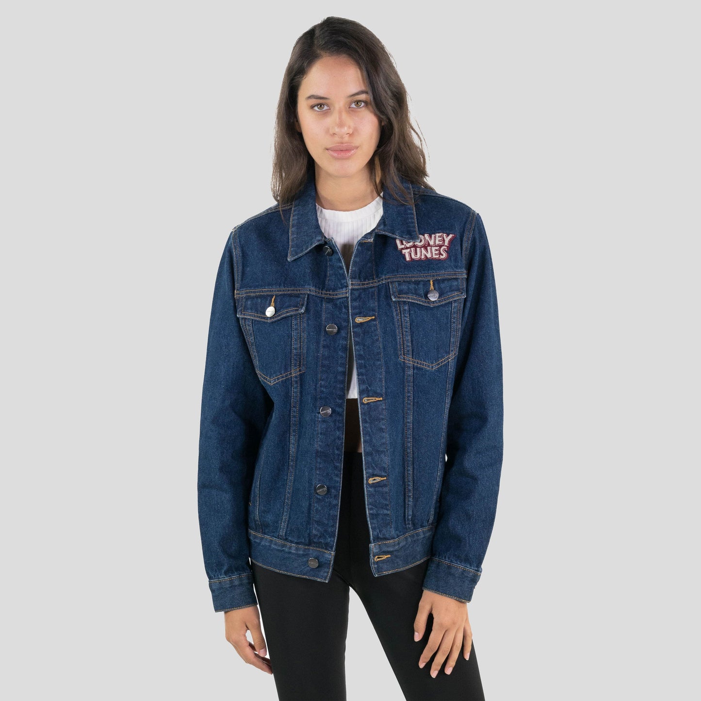 Women's Looney Tunes Denim Trucker Oversized Jacket - FINAL SALE Womens Jacket Members Only 