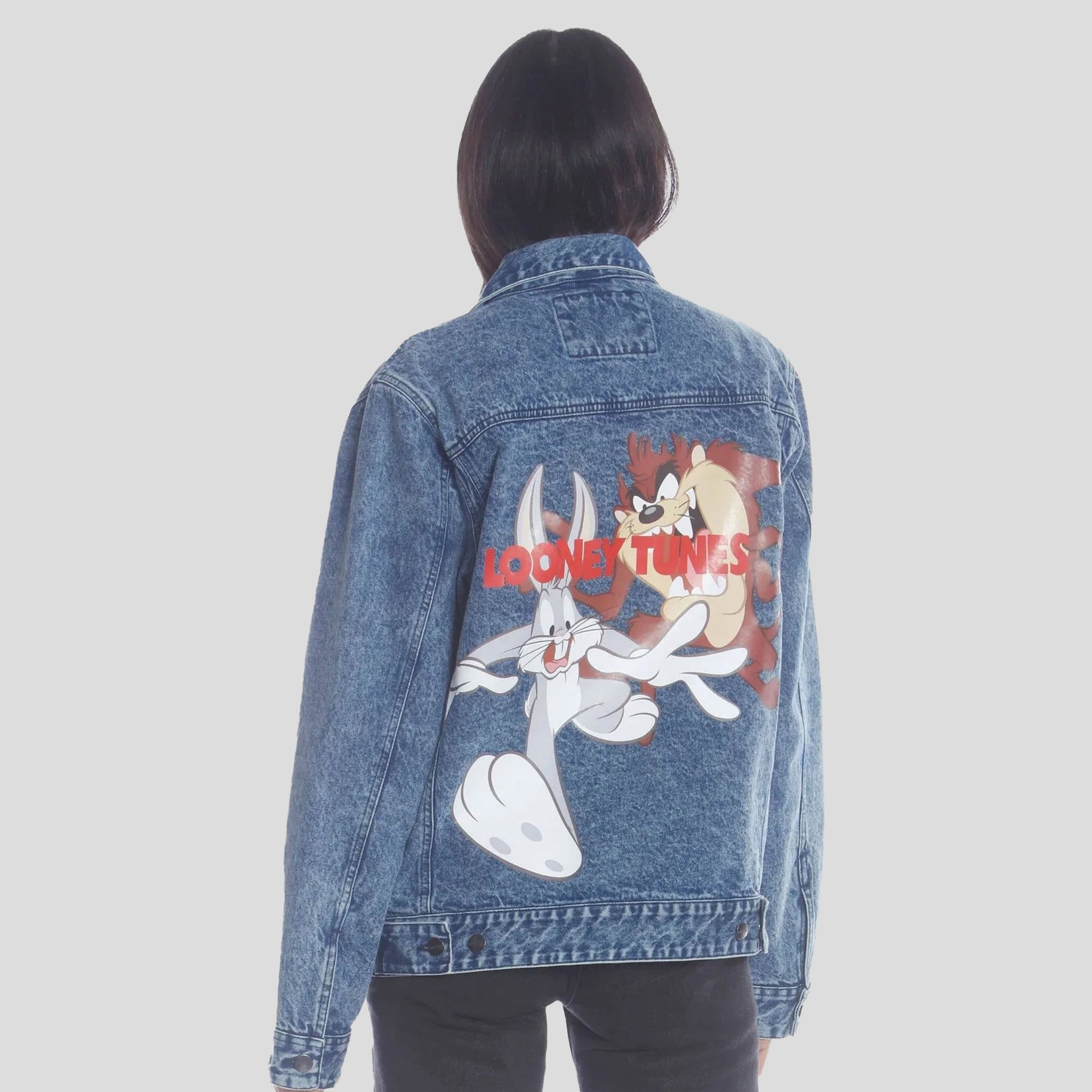 Women's Denim Looney Tunes Bugs Placement Oversized Jacket - FINAL SALE Womens Jacket Members Only 