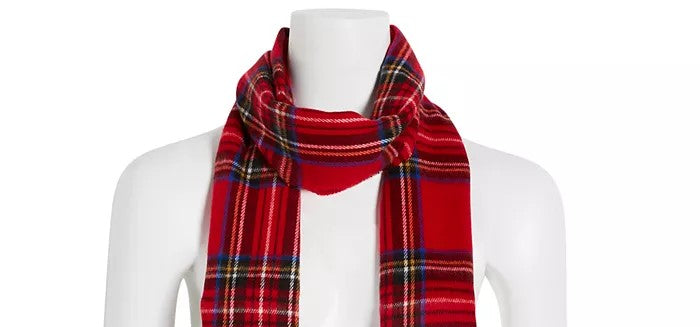 Steve Madden Women's Classic Plaid Muffler Scarf Red Size Regular