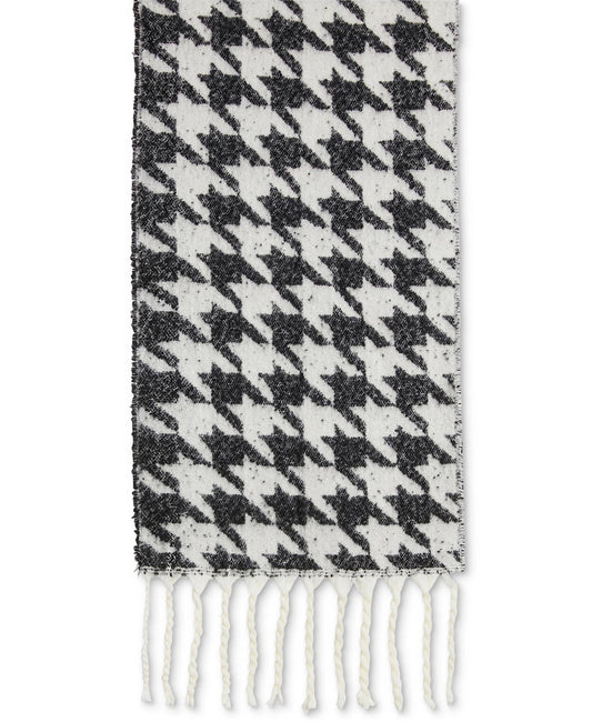 DKNY Women's Oversized Houndstooth Scarf Black Size Regular