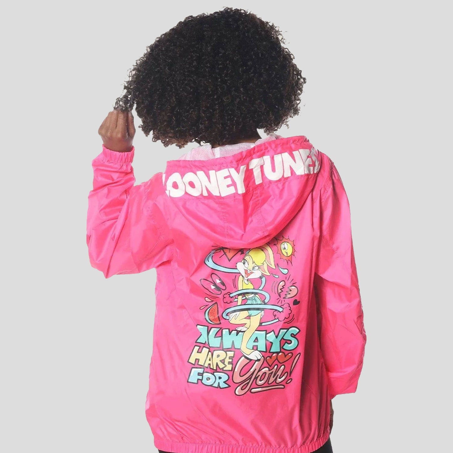 Women's Pink Looney Tunes Popover Windbreaker Jacket - FINAL SALE Womens Jacket Members Only 