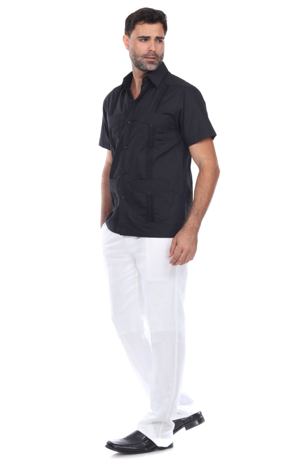 Mojito Collection Men's Traditional Guayabera Shirt Premium 100% Linen Short Sleeve  4 Pocket  Design