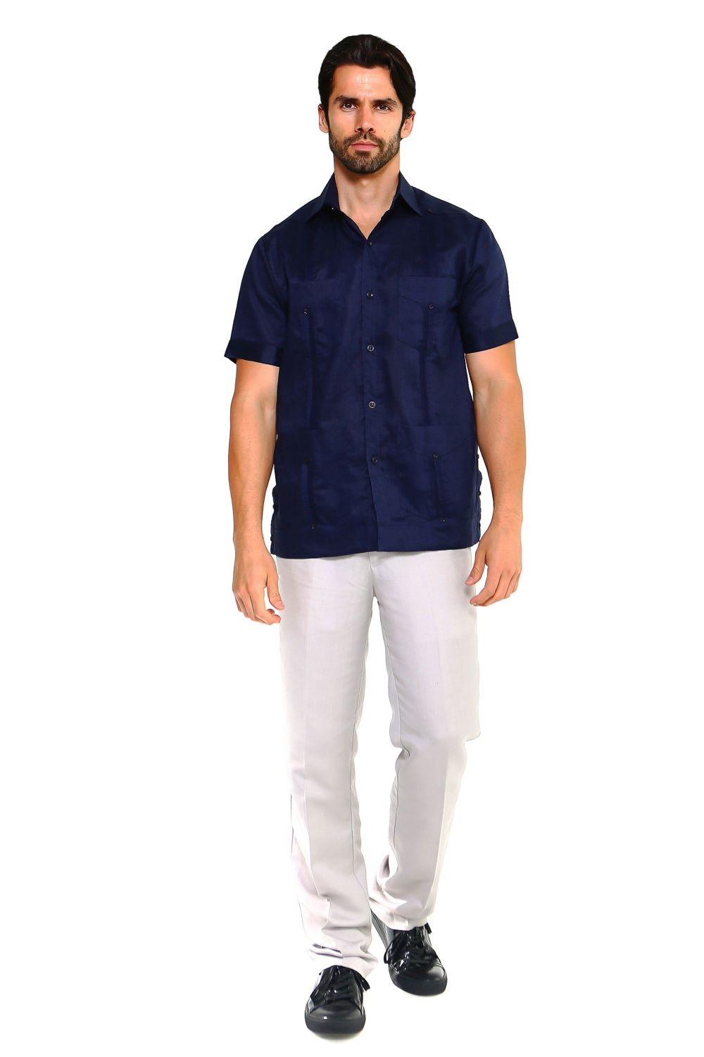 Mojito Collection Men's Traditional Guayabera Shirt Premium 100% Linen Short Sleeve  4 Pocket  Design - Mojito Collection - Guayabera, Mens Shirt, Mojito Guayabera Shirt, Short Sleeve Linen S