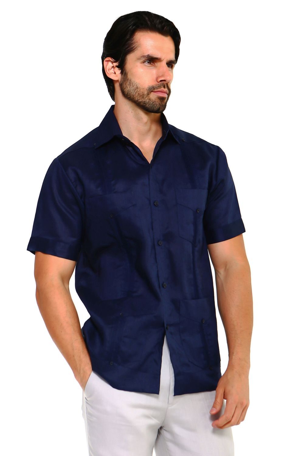 Mojito Collection Men's Traditional Guayabera Shirt Premium 100% Linen Short Sleeve  4 Pocket  Design - Mojito Collection - Guayabera, Mens Shirt, Mojito Guayabera Shirt, Short Sleeve Linen S