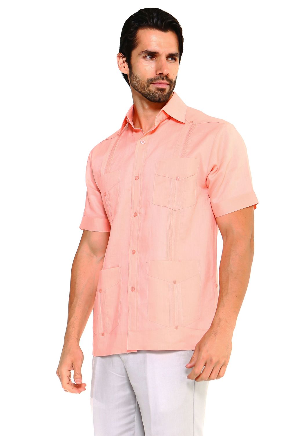 Mojito Collection Men's Traditional Guayabera Shirt Premium 100% Linen Short Sleeve  4 Pocket  Design - Mojito Collection - Guayabera, Mens Shirt, Mojito Guayabera Shirt, Short Sleeve Linen S