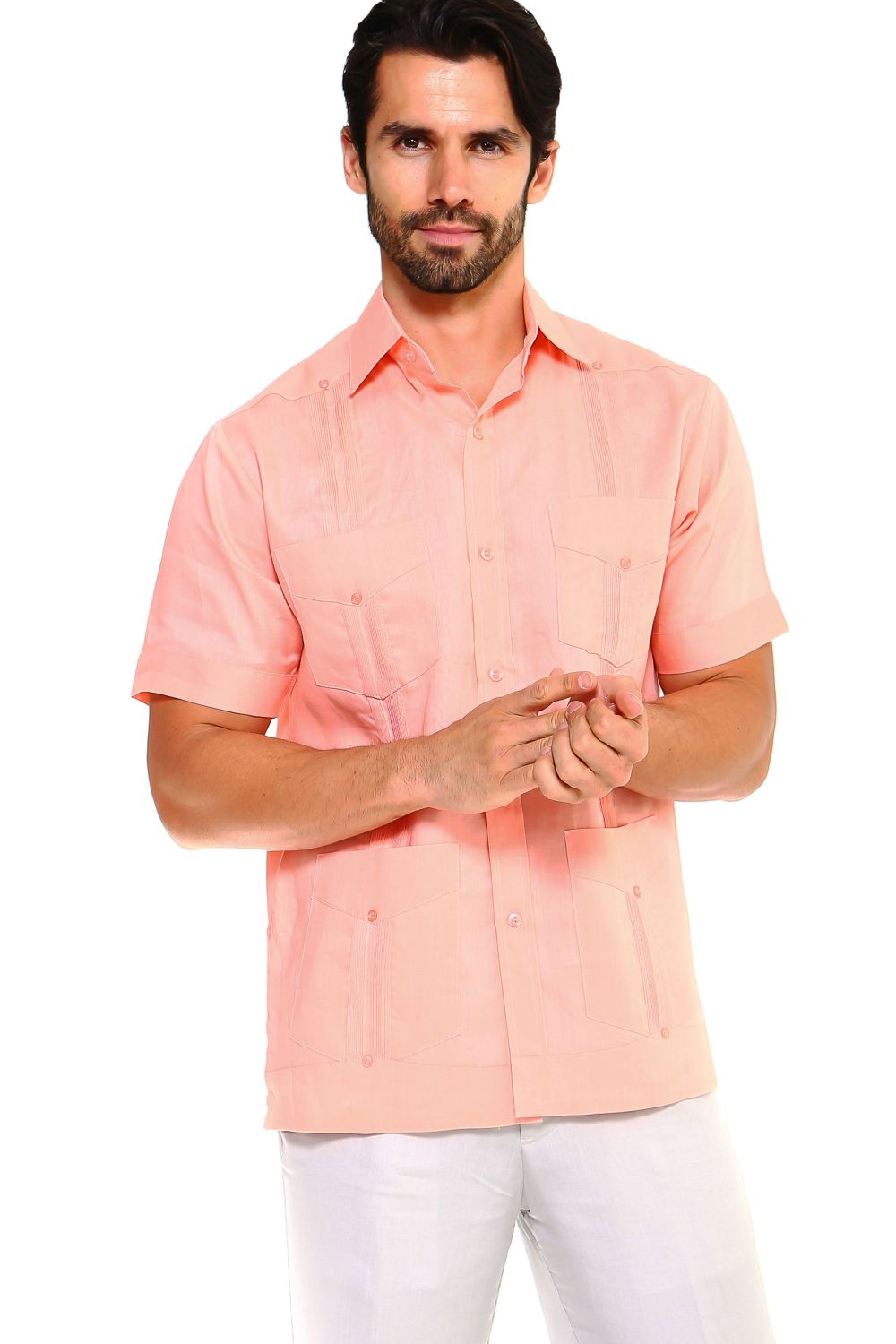 Mojito Collection Men's Traditional Guayabera Shirt Premium 100% Linen Short Sleeve  4 Pocket  Design - Mojito Collection - Guayabera, Mens Shirt, Mojito Guayabera Shirt, Short Sleeve Linen S