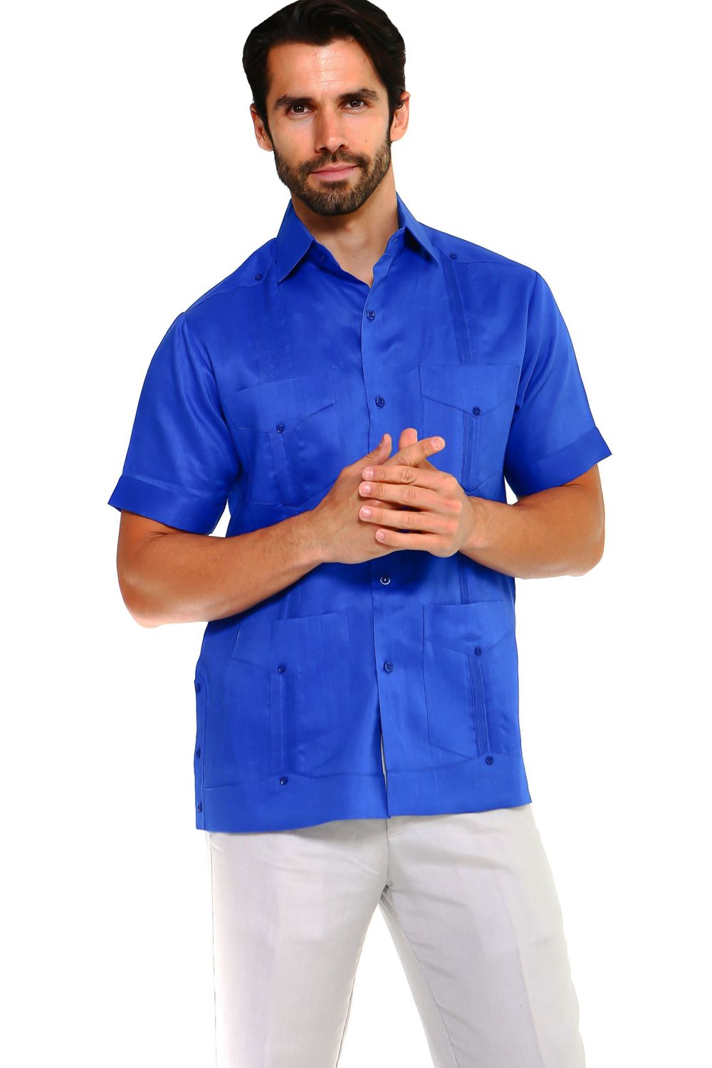 Mojito Collection Men's Traditional Guayabera Shirt Premium 100% Linen Short Sleeve  4 Pocket  Design - Mojito Collection - Guayabera, Mens Shirt, Mojito Guayabera Shirt, Short Sleeve Linen S