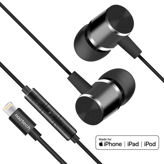 title:Naztech Platinum High Fidelity Lightning Earbuds;color:Black