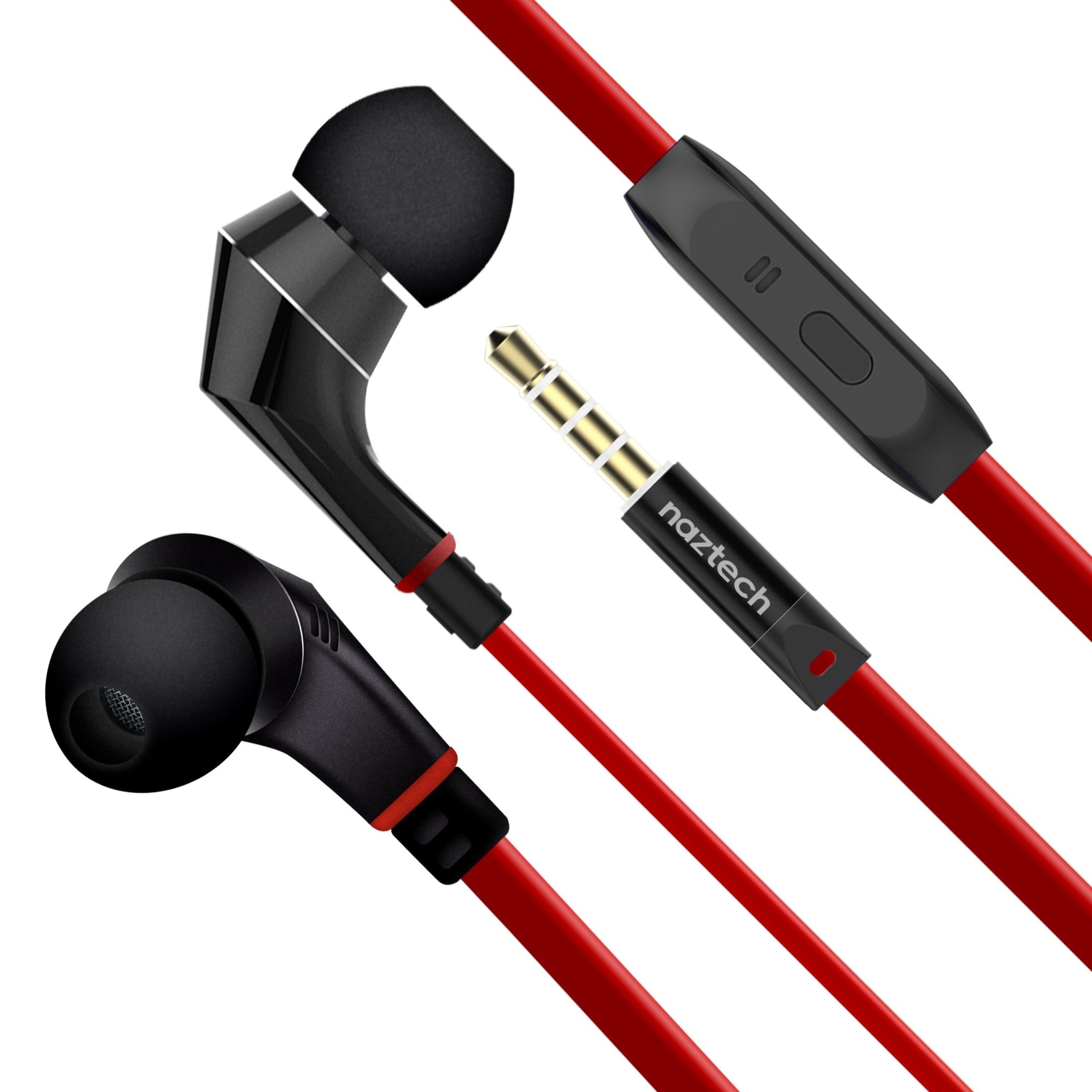 title:Naztech NX80 Stereo Earphones with Mic 3.5mm Red/Black;color:Red