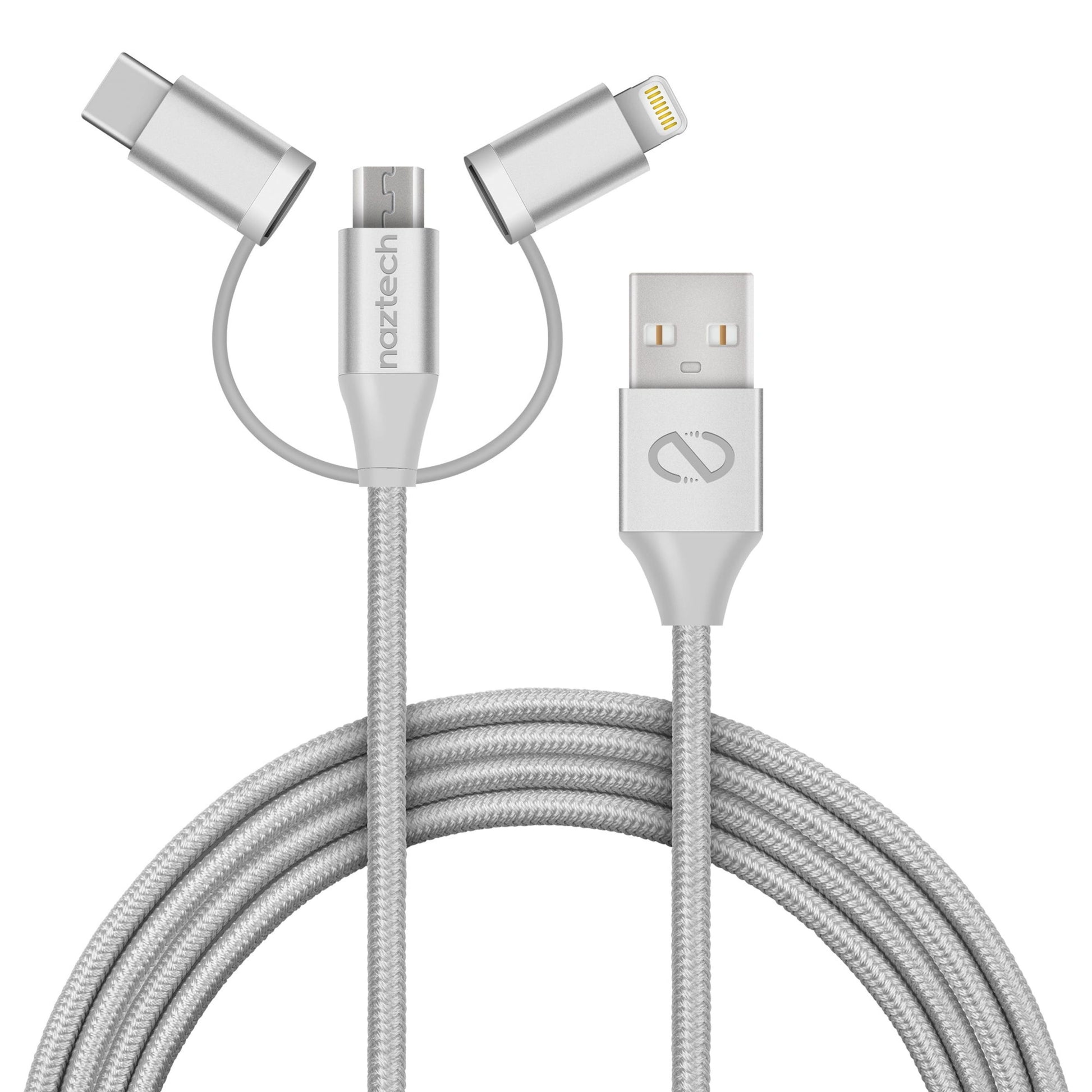 title:Naztech 3X1 Micro Lightning & USB-C Charge/Sync 6ft CBL;color:White