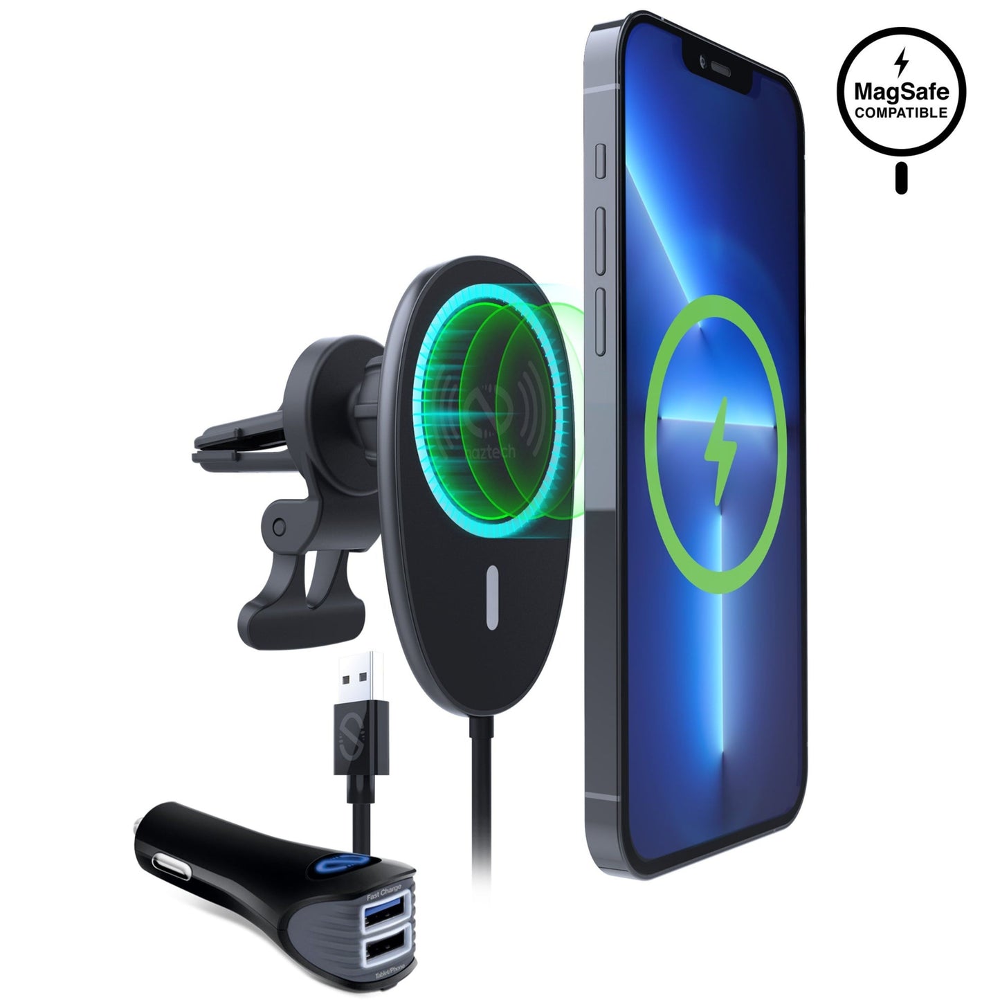 title:Naztech MagLock 15W Wireless Charging Vent Mount Black;color:Black