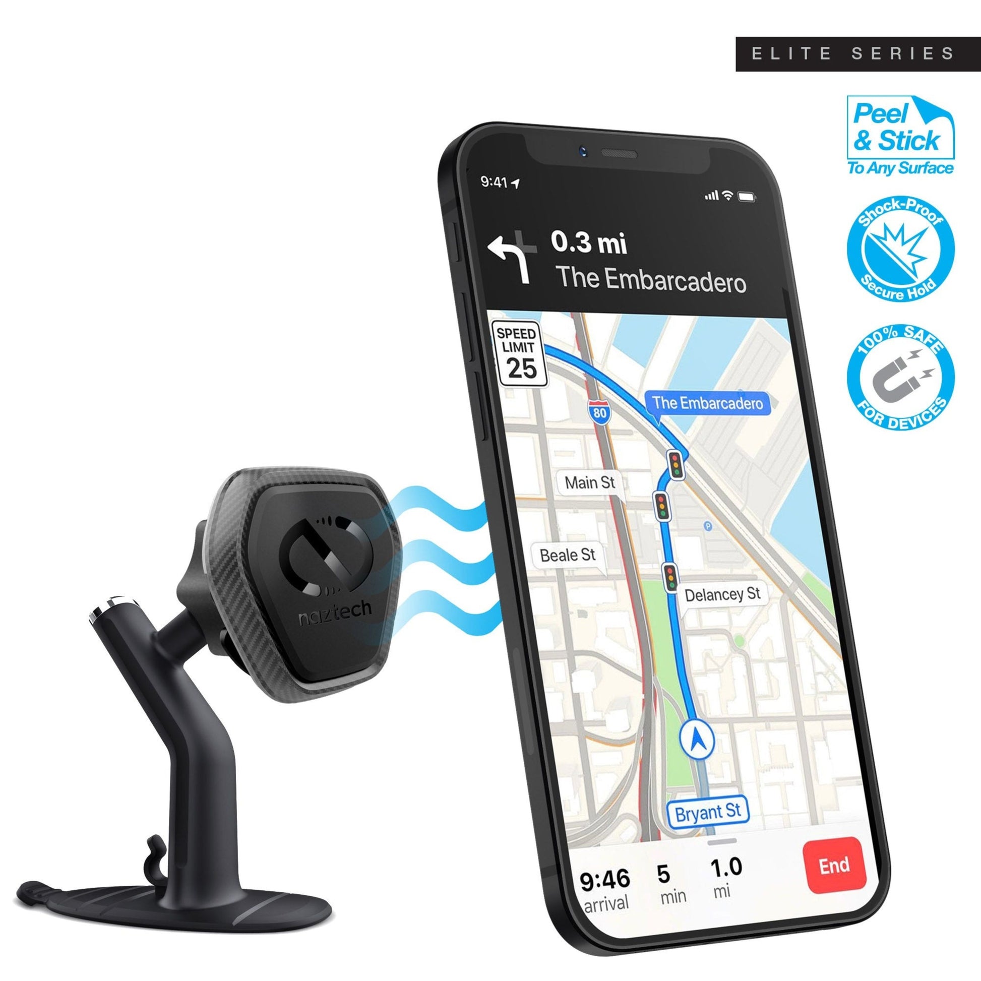 title:Naztech MagBuddy Elite Dash Mini Mount with Flexible Base;color:Black