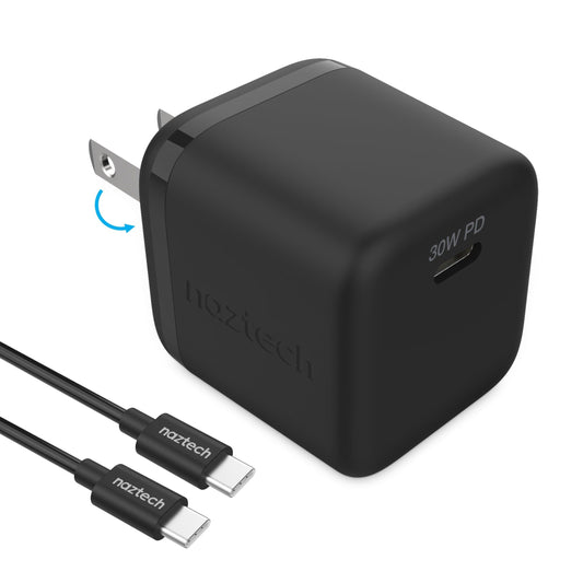 title:Naztech 30W PD Wall Charger + USB-C to USB-C Cable 6ft for Traveling;color:Black