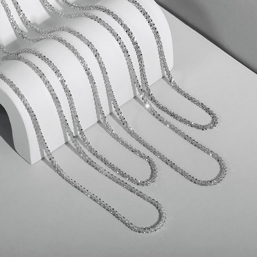 title:Sparkly Chain Necklace;color:Silver