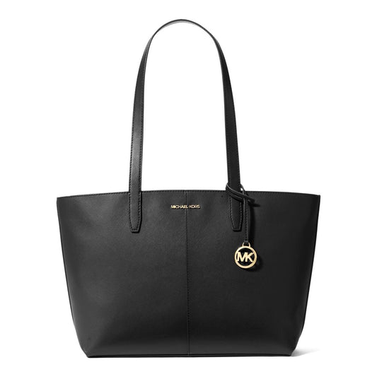 title:Michael Kors Women's Jet Set Travel Saffiano Leather Medium Zip Top Tote;color:Black