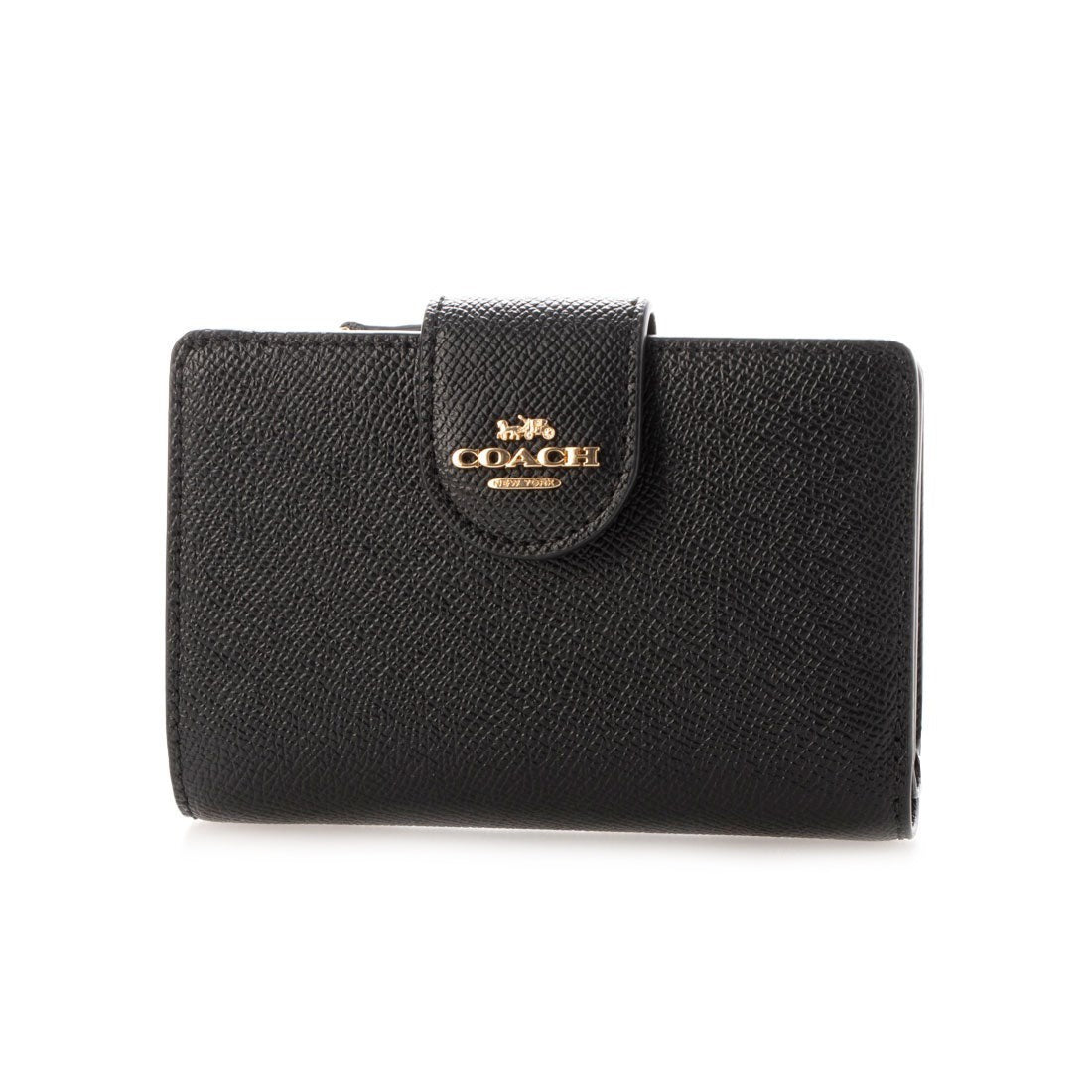 title:Coach Women's Medium Corner Zip Wallet;color:Black / Gold