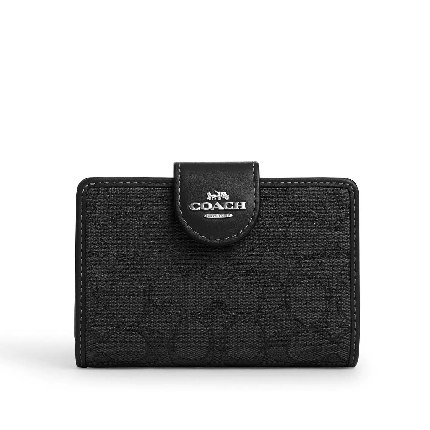 title:Coach Women's Medium Corner Zip Wallet In Signature Jacquard;color:Black