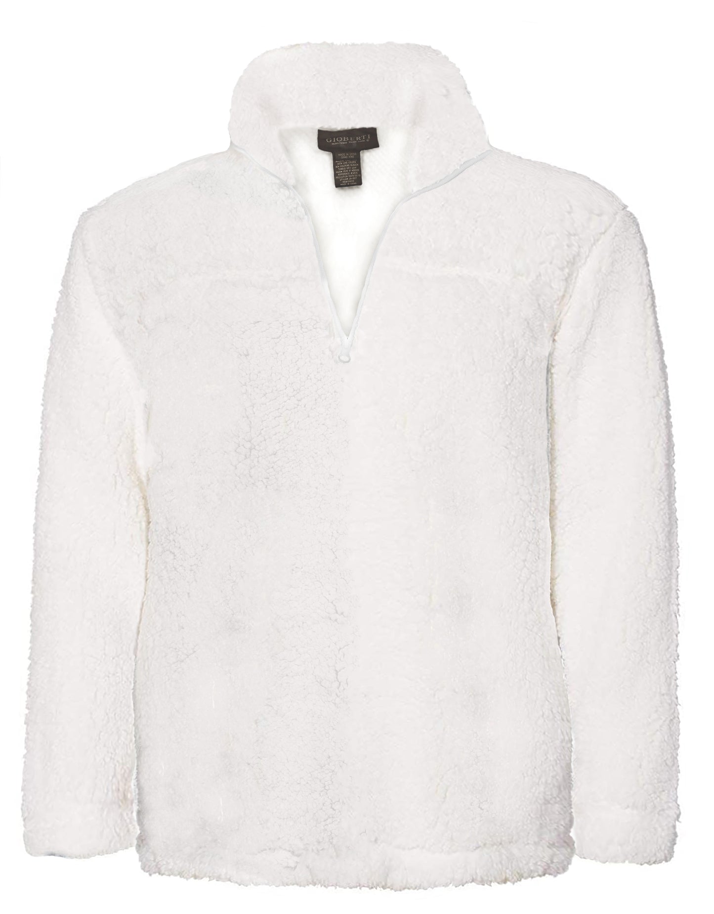 title:Gioberti Men's and Women's Off White Super Soft Sherpa 1/4 Zip Pullover Sweater;color:Off White