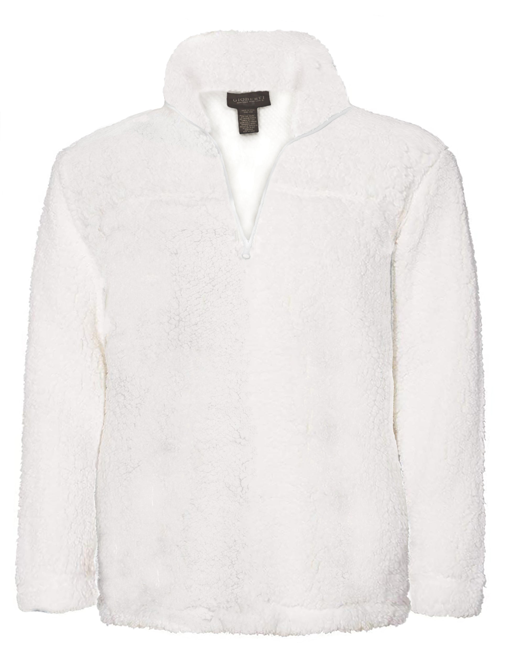 title:Gioberti Men's and Women's Off White Super Soft Sherpa 1/4 Zip Pullover Sweater;color:Off White