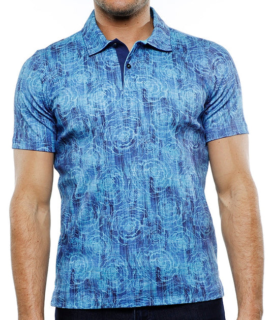 Multi Blue Flowers Polo