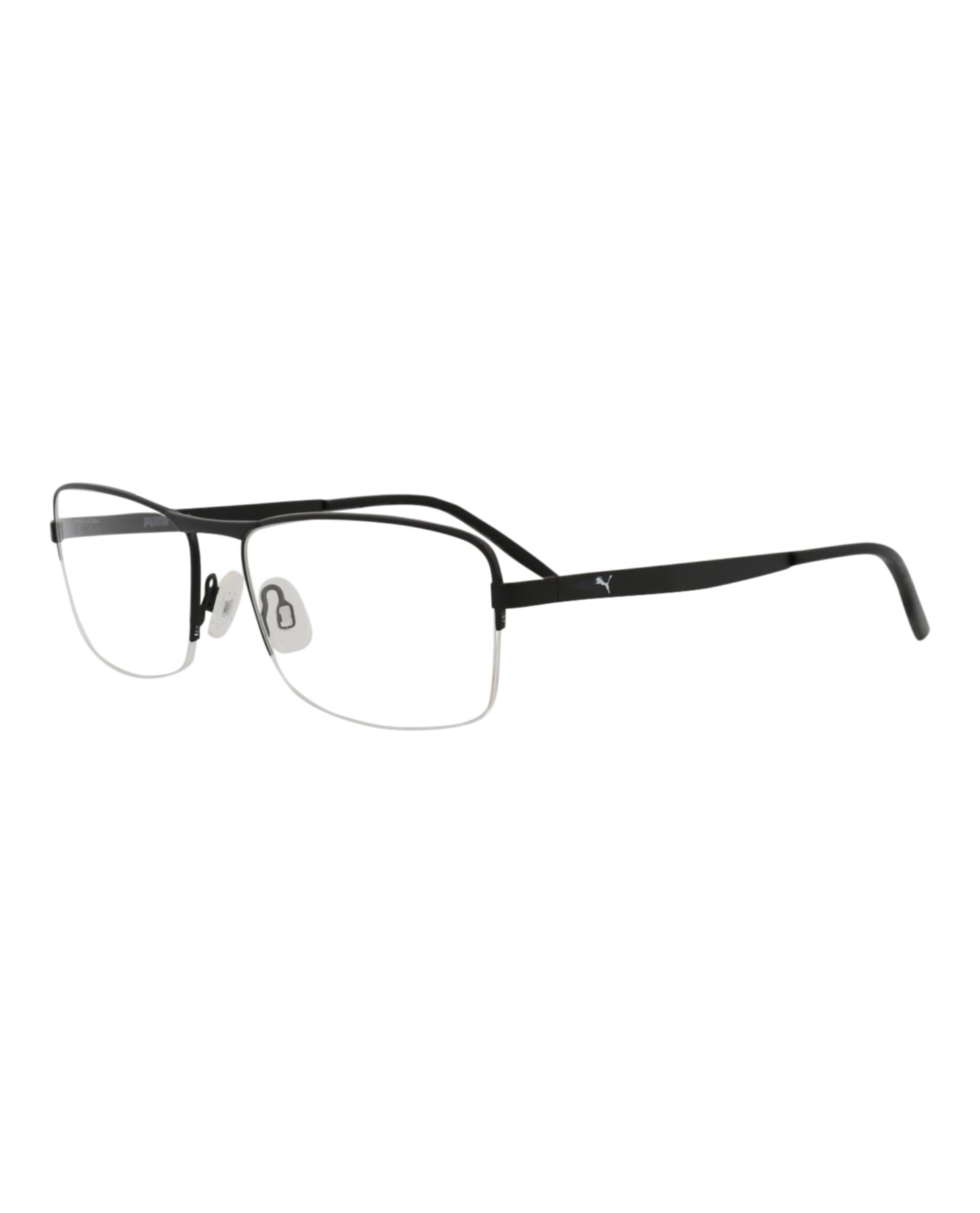 title:Puma Square-Frame Metal Optical Frames;color:Black Black Transparent