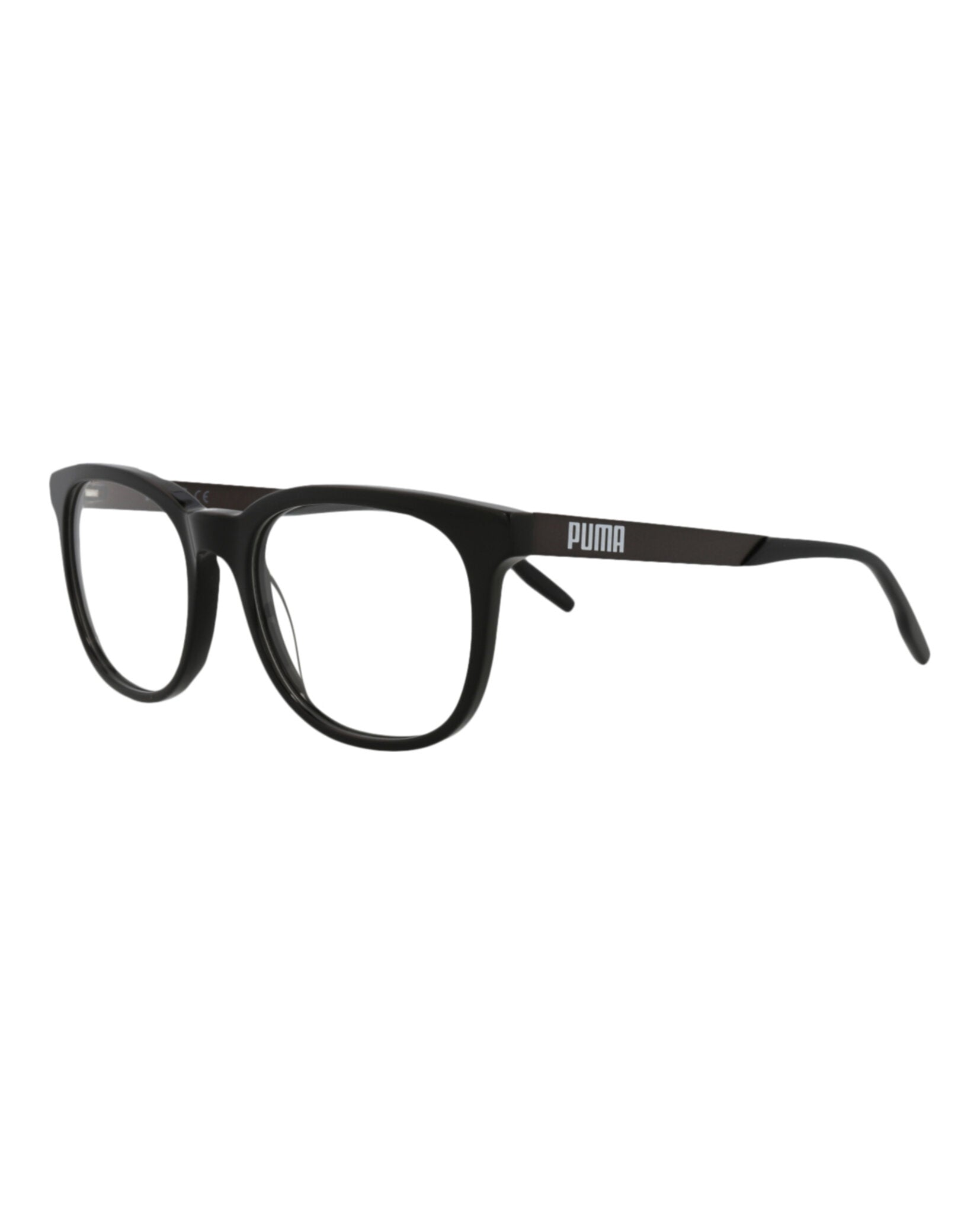 title:Puma Square-Frame Acetate Optical Frames;color:Black Ruthenium Transparent