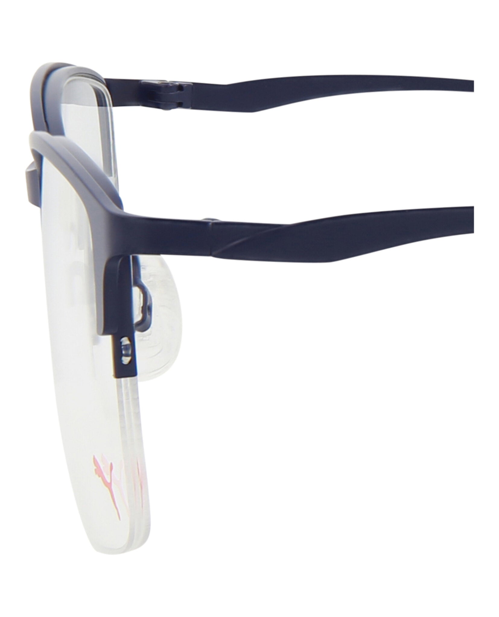 title:Puma Square-Frame Metal Optical Frames;color:Blue Blue Transparent