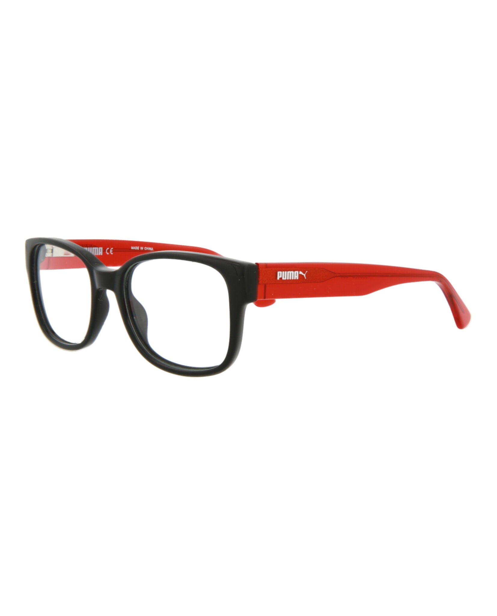 title:Puma Kids Square-Frame Injection Optical Frames;color:Black Red Transparent