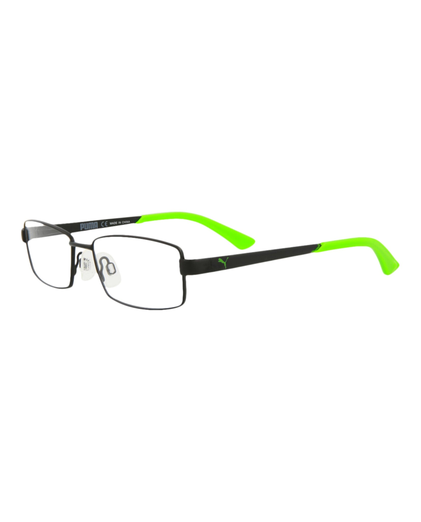 title:Puma Kids Square-Frame Metal Optical Frames;color:Black Black Transparent