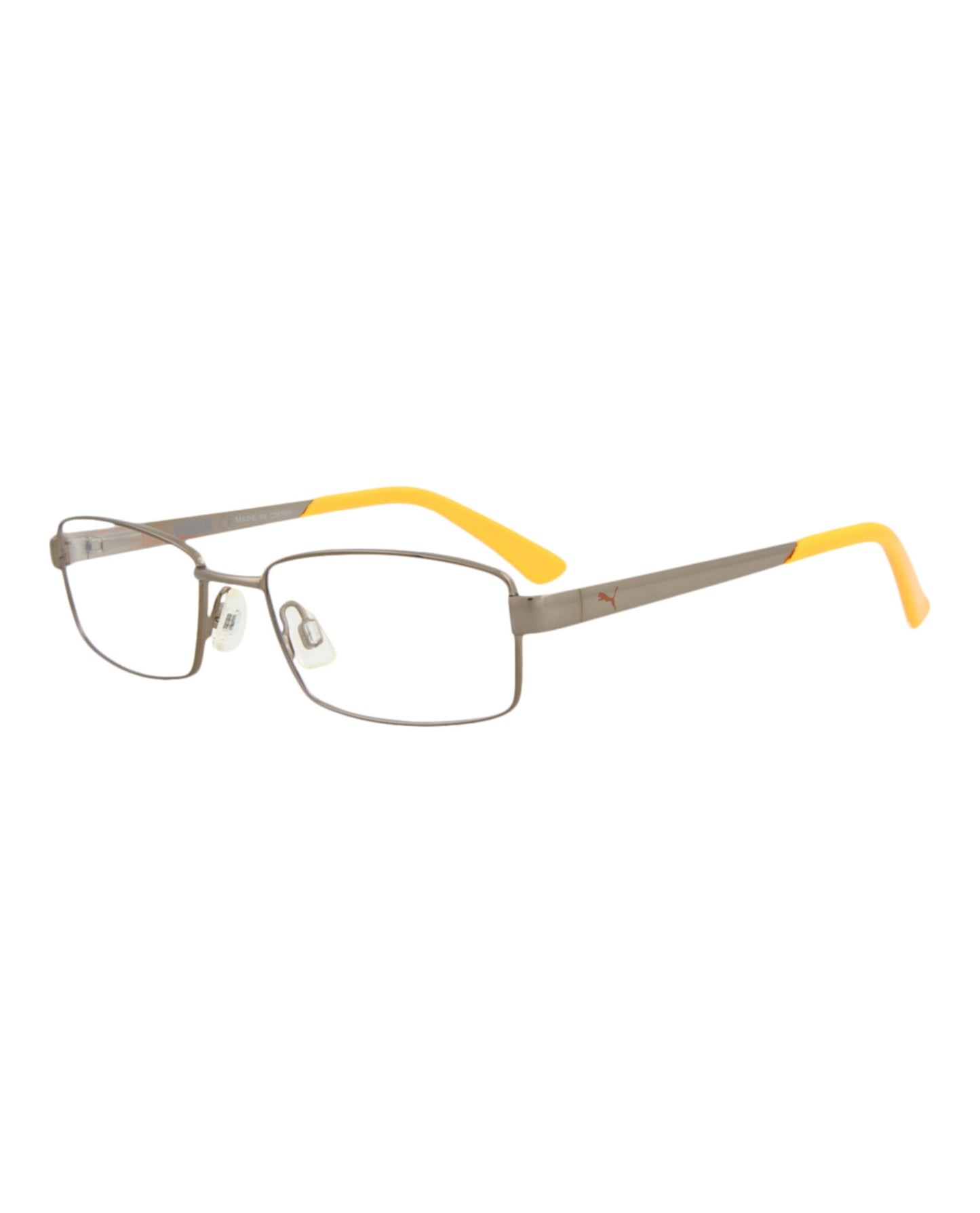 title:Puma Kids Square-Frame Metal Optical Frames;color:Ruthenium Ruthenium Transparent