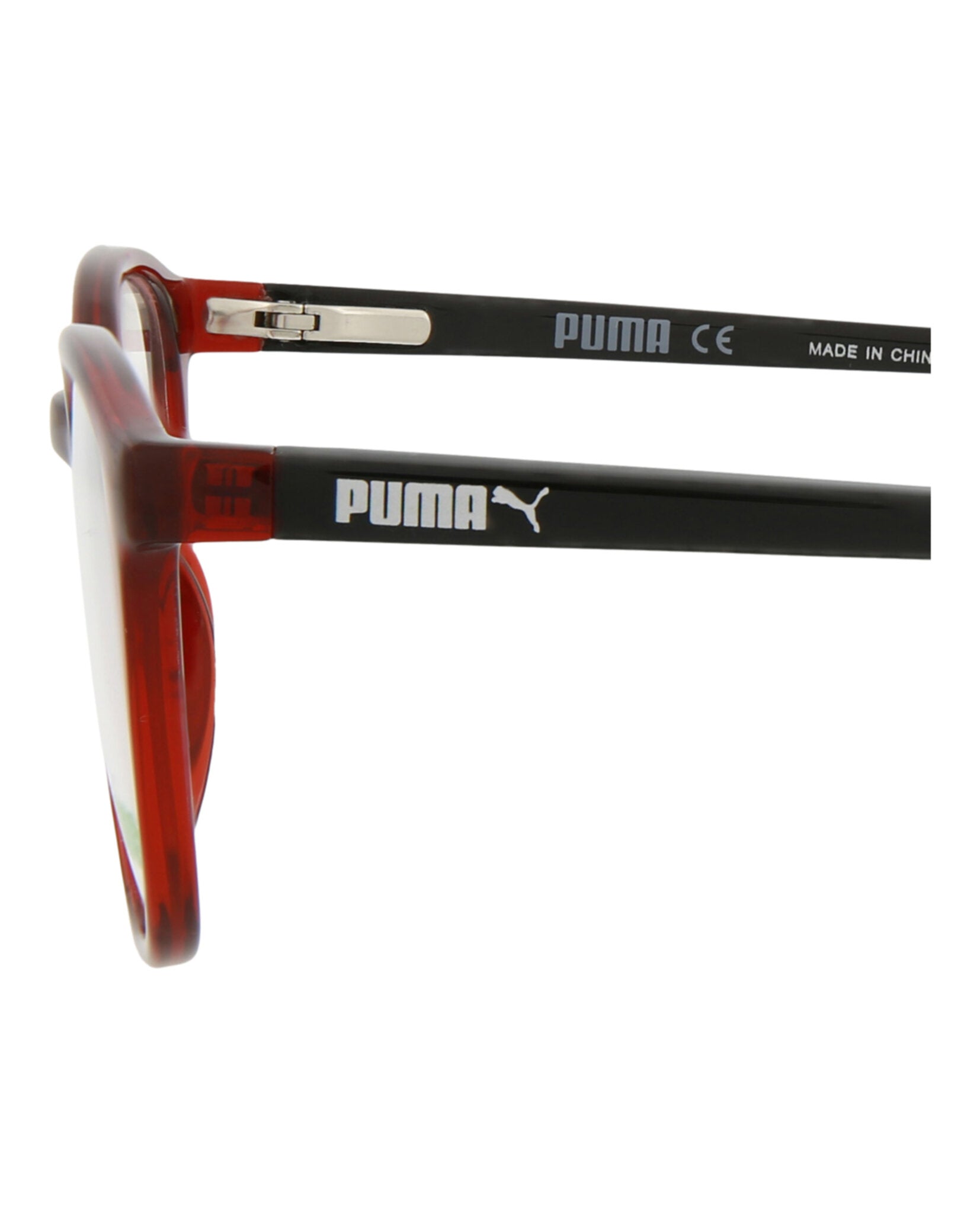 title:Puma Kids Square-Frame Injection Optical Frames;color:Red Black Transparent