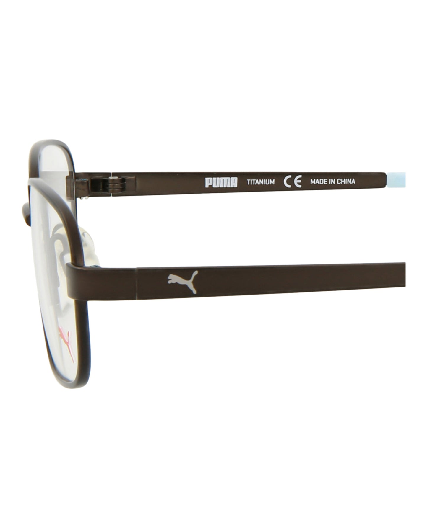 title:Puma Kids Square-Frame Titanium Optical Frames;color:Ruthenium Ruthenium Transparent