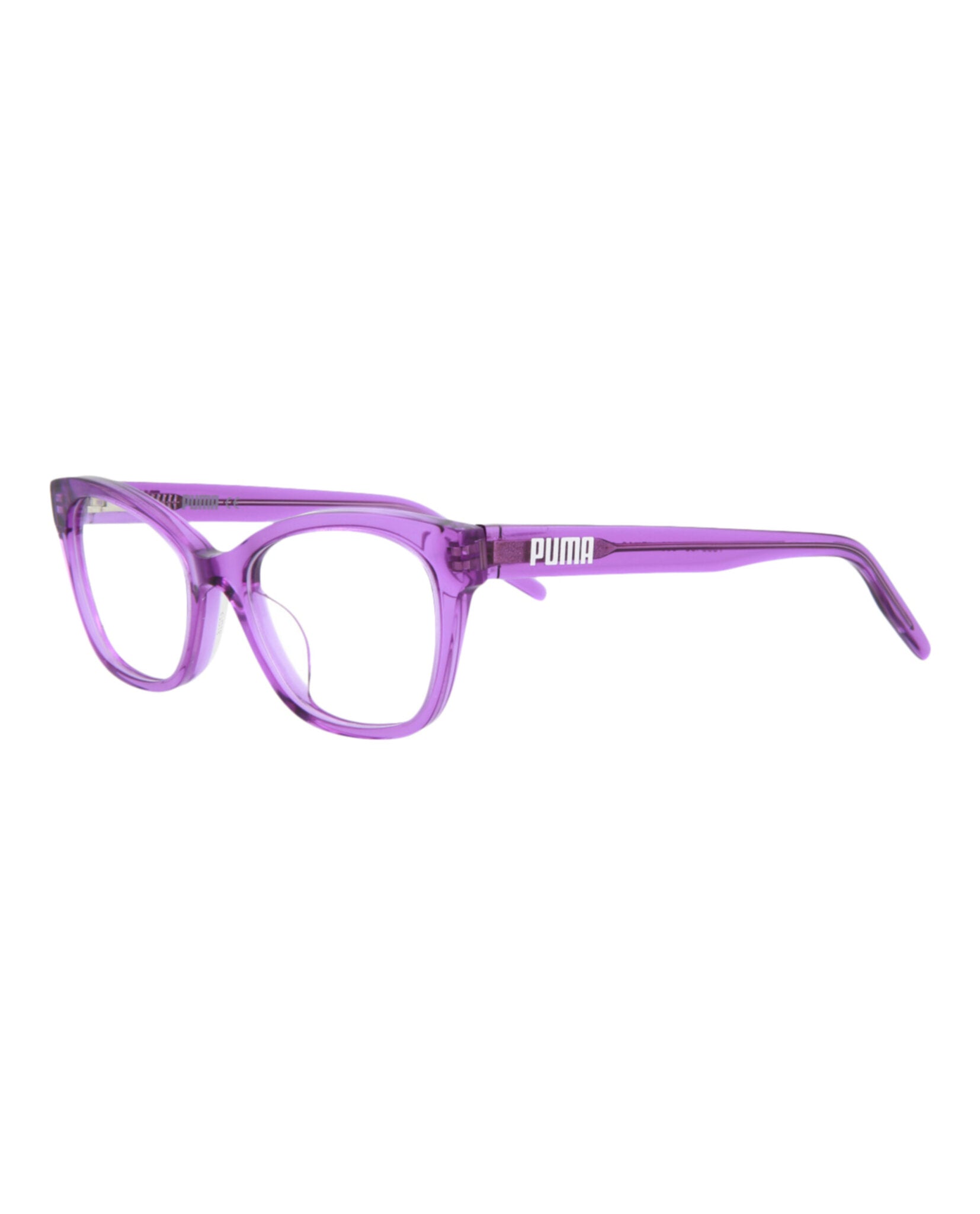 title:Puma Kids Cat Eye-Frame Acetate Optical Frames;color:Violet Violet Transparent