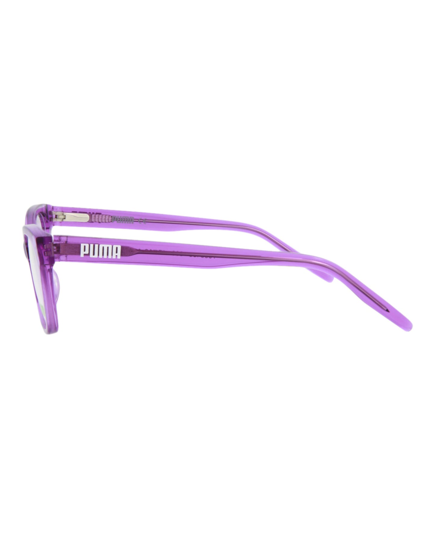 title:Puma Kids Cat Eye-Frame Acetate Optical Frames;color:Violet Violet Transparent