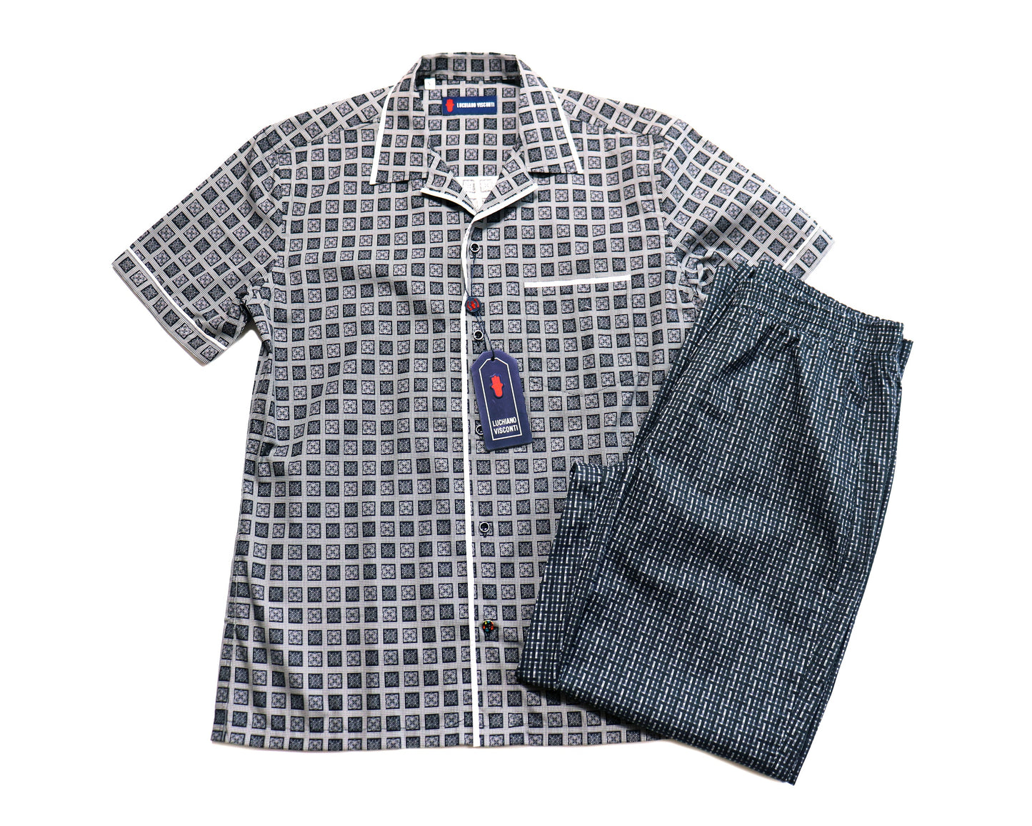 Black & Grey Medallion Check Short Sleeve Top