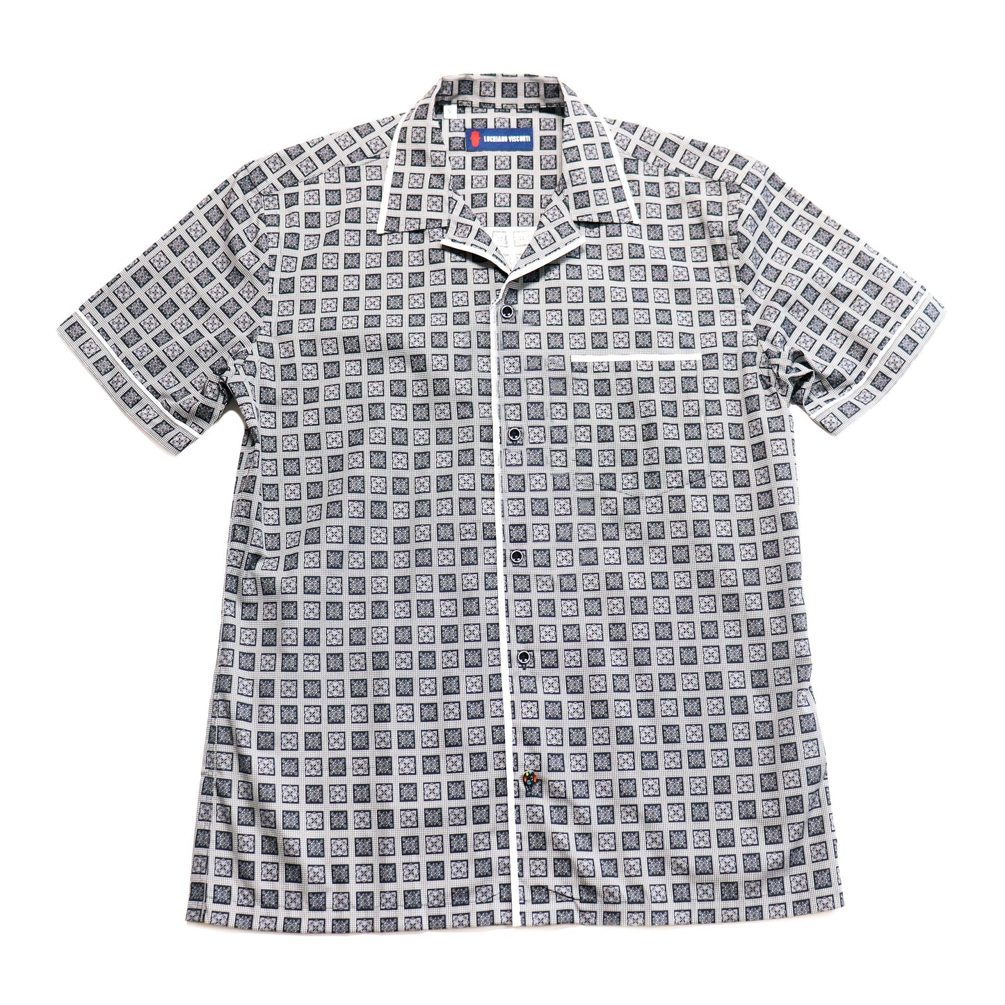 Black & Grey Medallion Check Short Sleeve Top