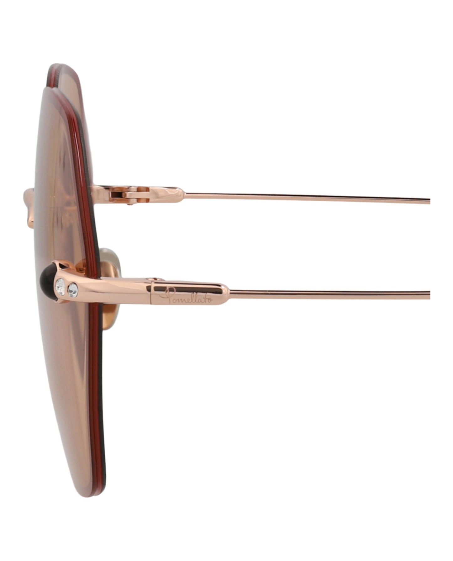 title:Pomellato Round-Frame Metal Sunglasses, style # PM0091S-30008786002;color:Gold Gold Orange