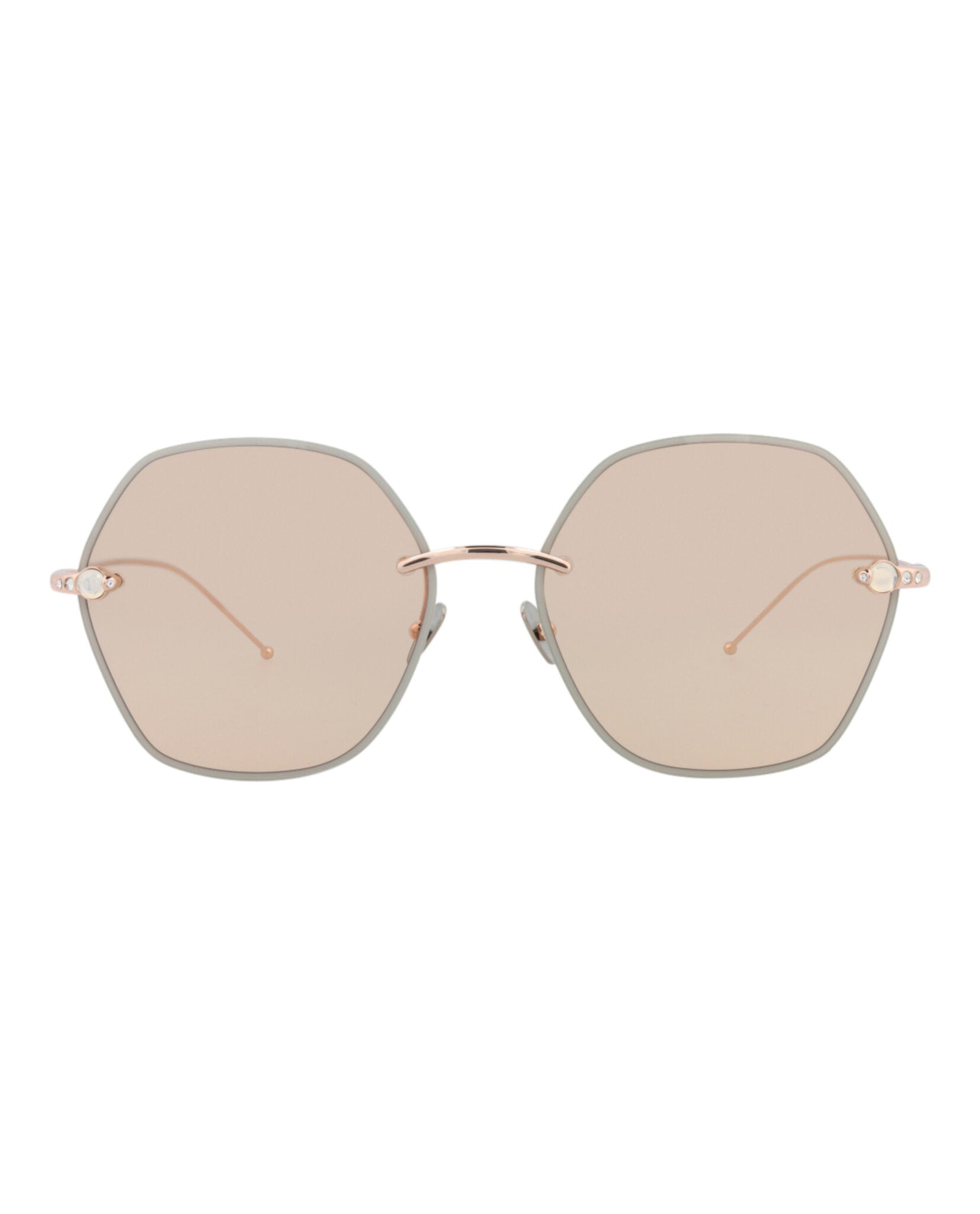 title:Pomellato Round-Frame Metal Sunglasses, style # PM0091S-30008786003;color:Gold Gold Brown