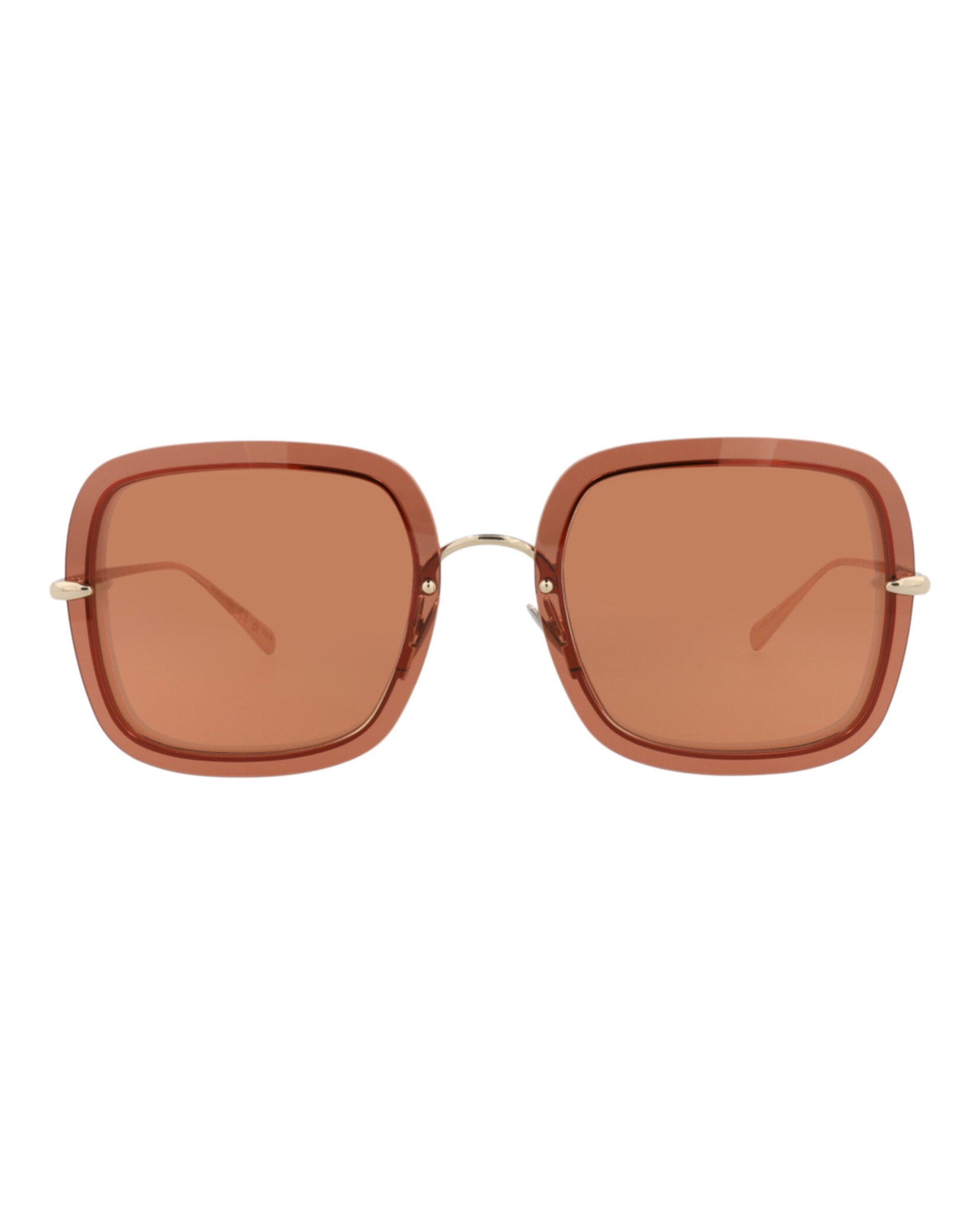 title:Pomellato Square-Frame Metal Sunglasses, style # PM0106S-30012010003;color:Gold Gold Orange