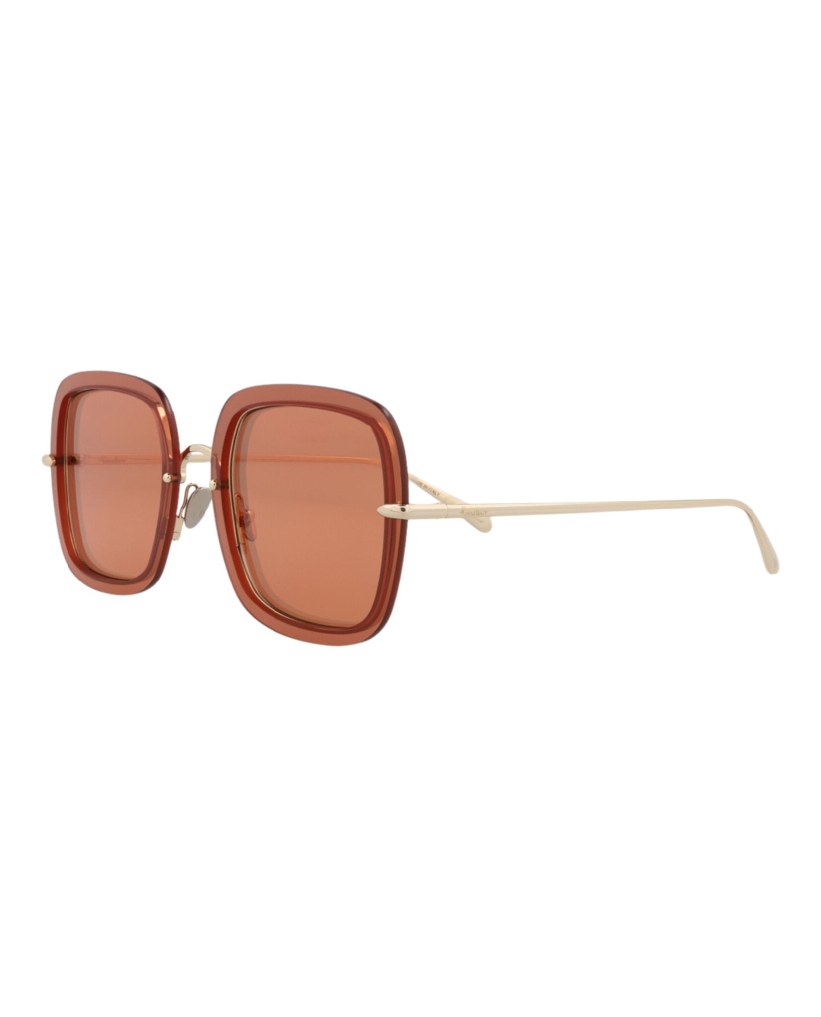 title:Pomellato Square-Frame Metal Sunglasses, style # PM0106S-30012010003;color:Gold Gold Orange