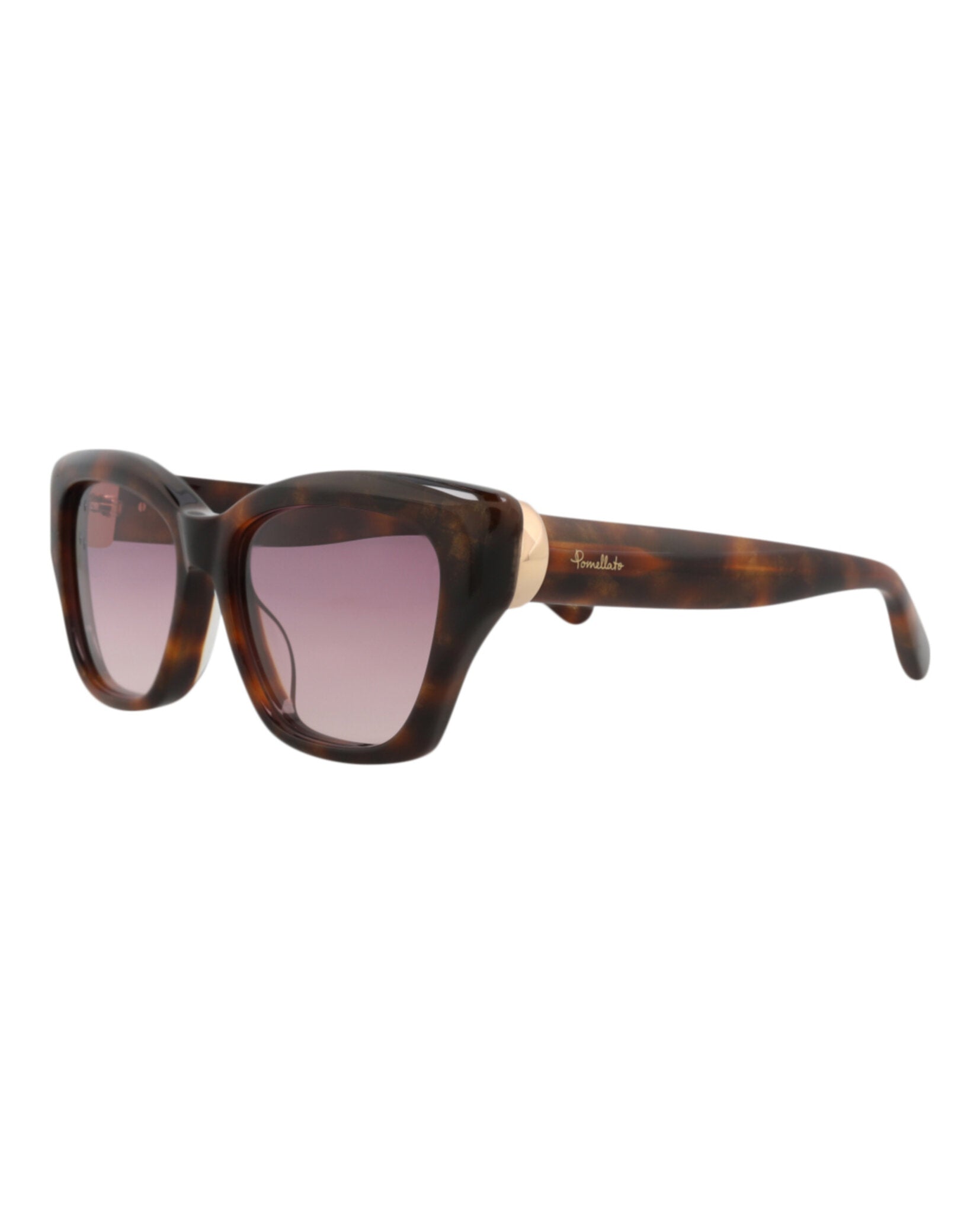 title:Pomellato Cat Eye-Frame Acetate Sunglasses, style # PM0118S-30014237002;color:Havana Havana Violet