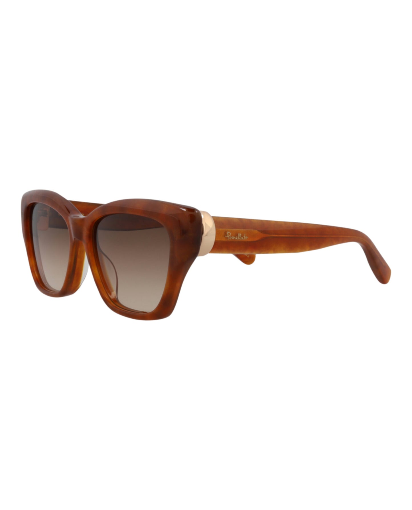 title:Pomellato Cat Eye-Frame Acetate Sunglasses, style # PM0118S-30014237003;color:Havana Havana Brown