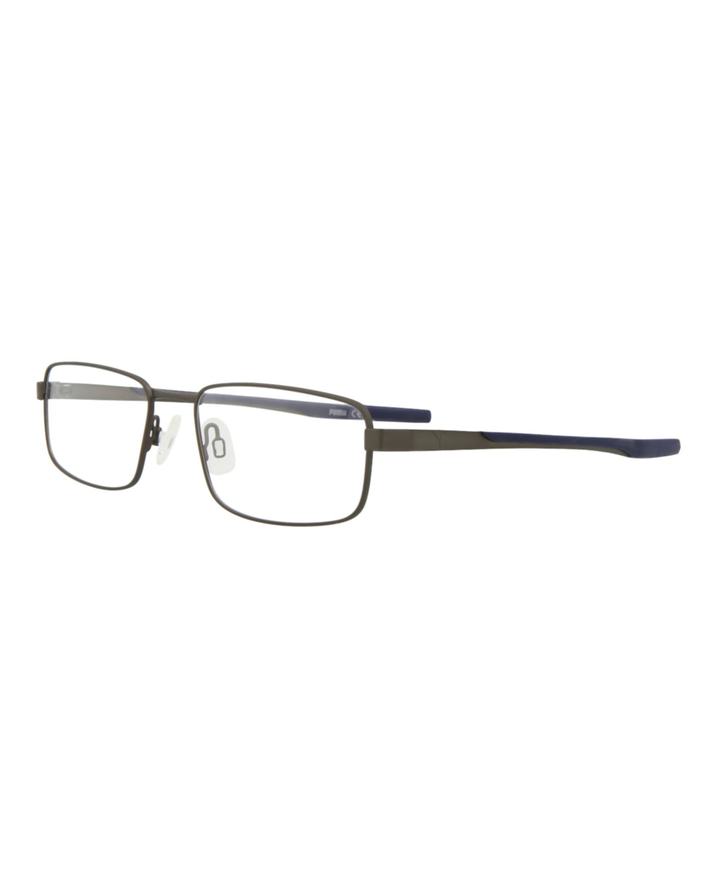 title:Puma Square-Frame Metal Optical Frames;color:Ruthenium Ruthenium Transparent