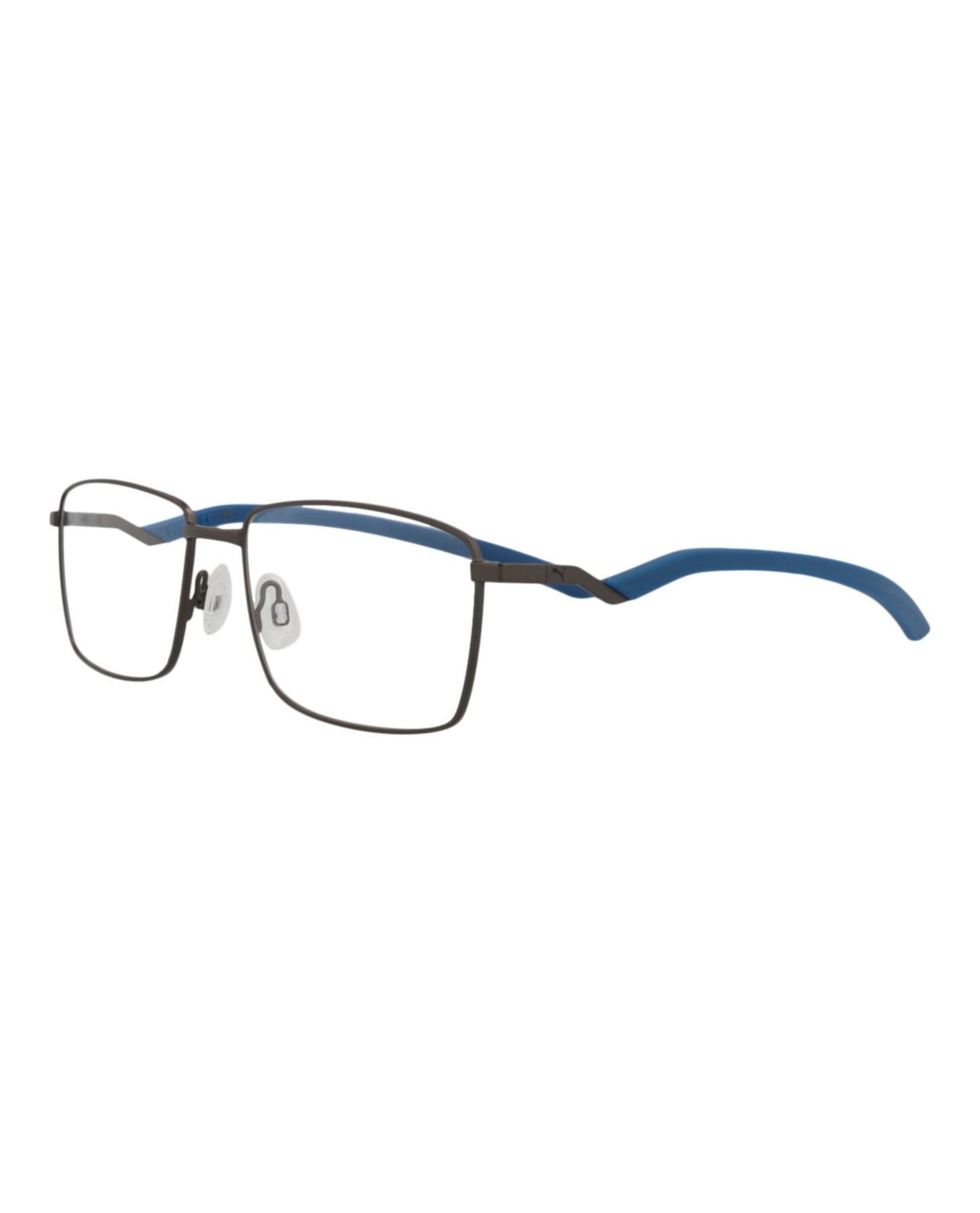 title:Puma Square-Frame Stainless Steel Optical Frames;color:Ruthenium Ruthenium Transparent