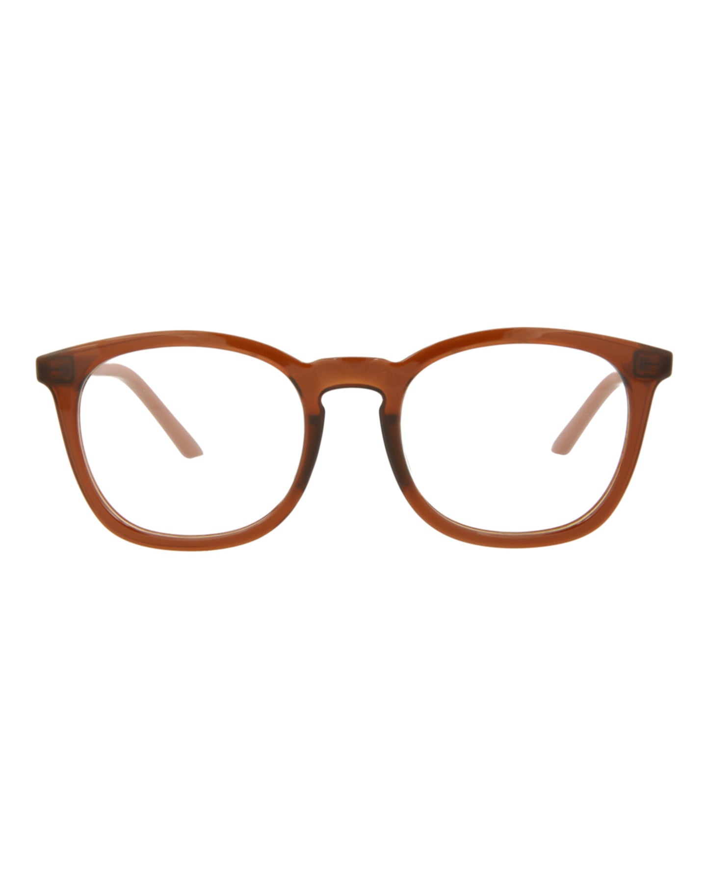 title:Puma Round-Frame Injection Optical Frames, style # PU0389O-30013298004;color:Brown Brown Transparent